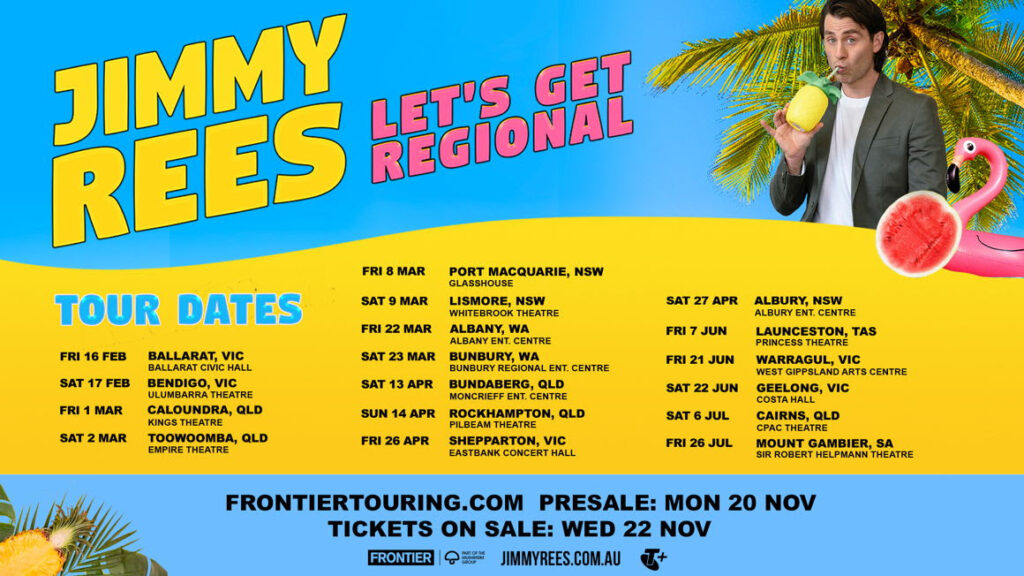 TOURS: JIMMY REES ANNOUNCES NATIONAL 17-DATE ‘LET’S GET REGIONAL’ TOUR FOR FEBRUARY – JULY 2024