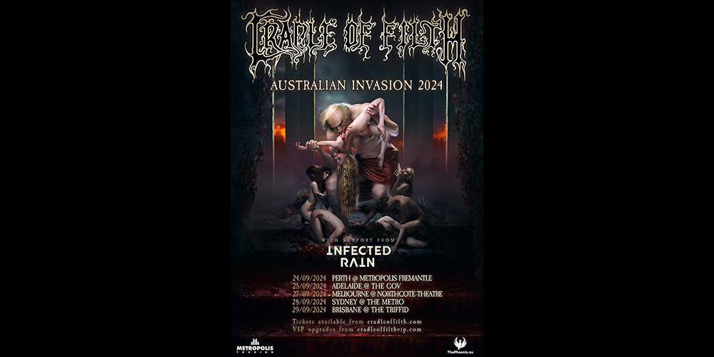 Tours: Cradle Of Filth And Infected Rain Announce Australian Invasion September 2024 Tour