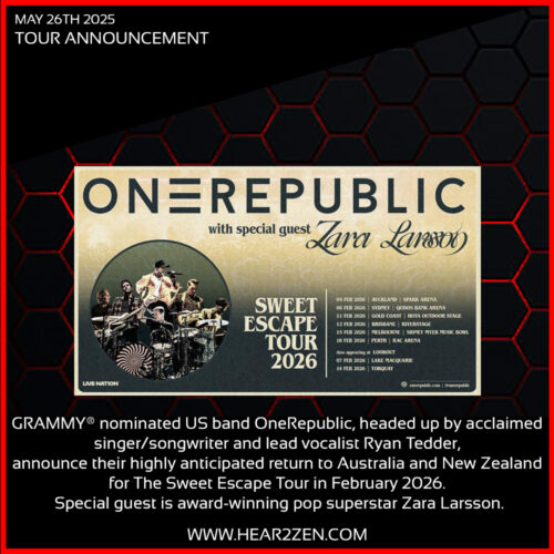 Tour Announcement: ONEREPUBLIC Announce Their 2026 Australian Return